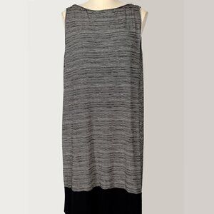 J Jill Wearever Stretch Knit Black Ivory Striped Sleeveless Tank Dress Size XL